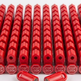 PegGuard Red Retail Stop Locks with 2 Matching Keys | 100-Pack