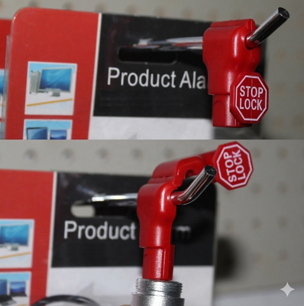 PegGuard Red Retail Stop Locks with 2 Matching Keys | 100-Pack - Image 2