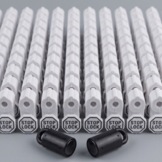 PegGuard White Retail Stop Locks with 2 Matching Keys | 100-Pack